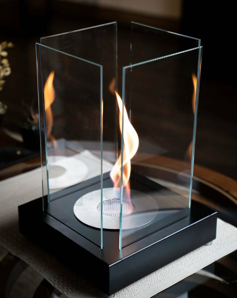 HOMINOVA - Übertisch Kamin - Quadrat, schwarz