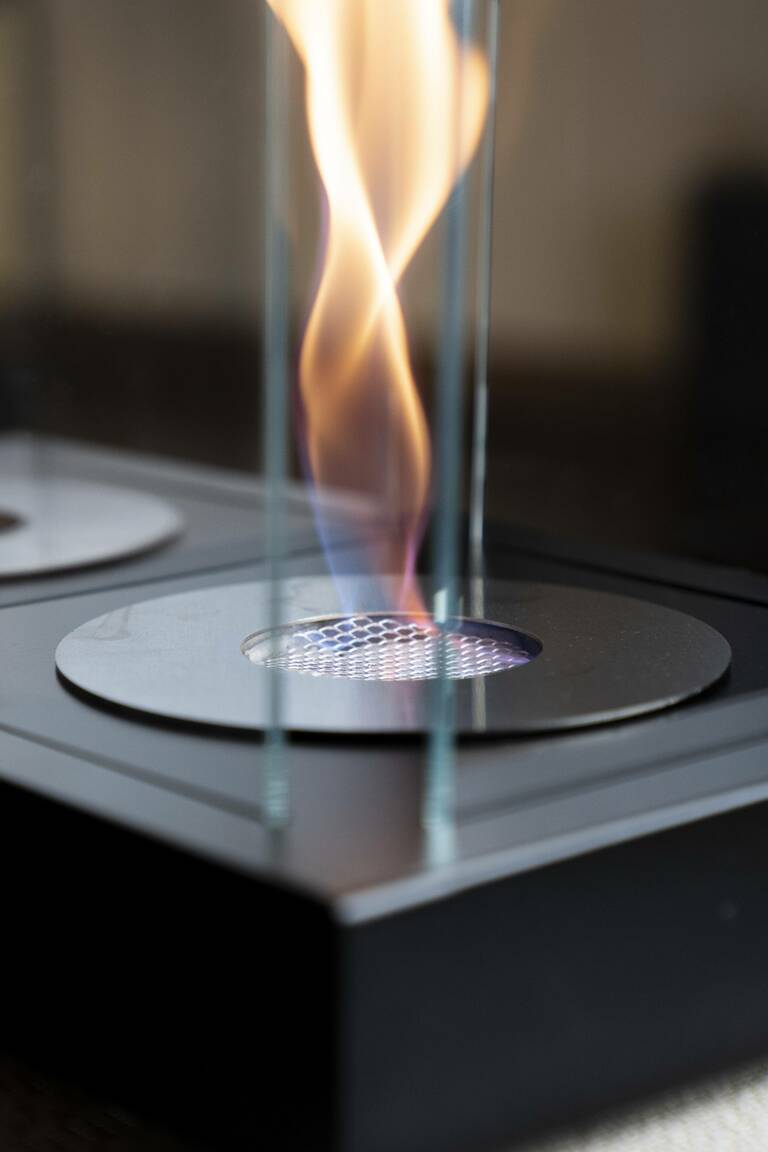HOMINOVA - Übertisch Kamin - Quadrat, schwarz