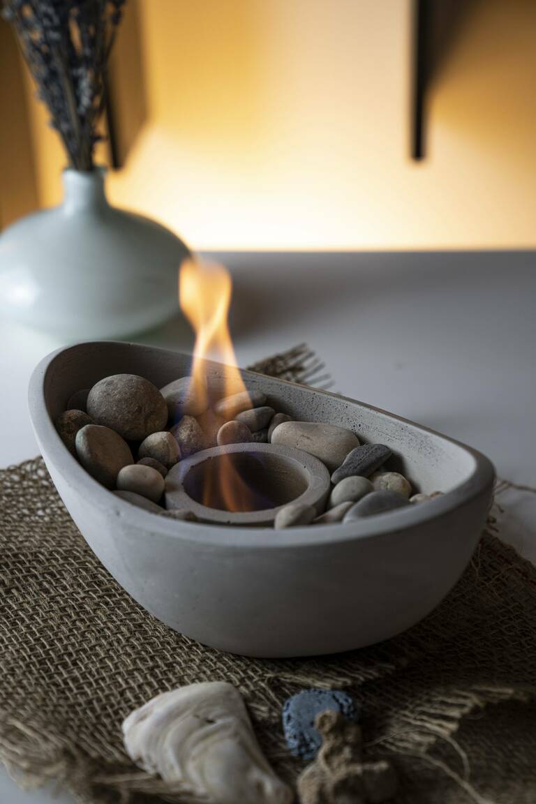HOMINOVA - Übertisch Kamin - Beton - Schiffchen, grau