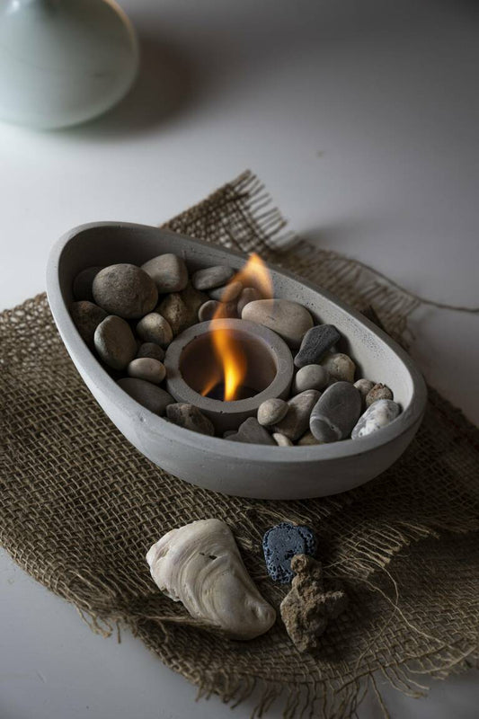 HOMINOVA - Übertisch Kamin - Beton - Schiffchen, grau